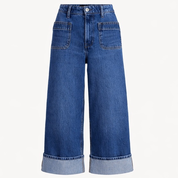 Free Assembly Denim - Free Assembly sz 12 Wide Leg High Rise Cuff Straight Leg